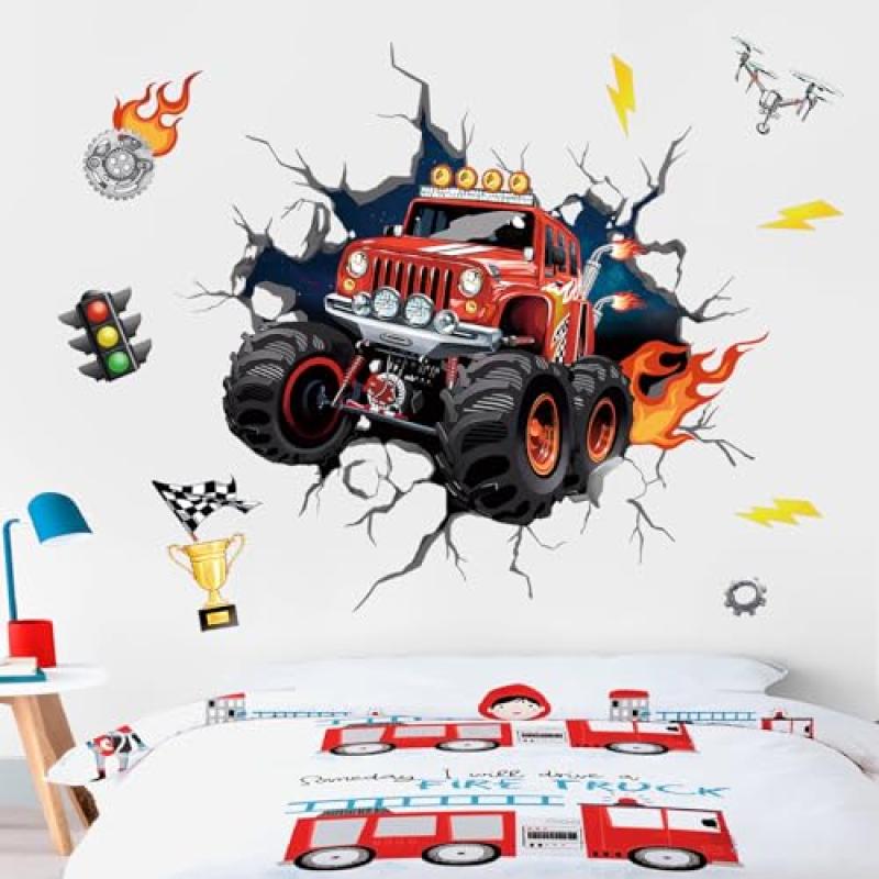 Wondever 3D Racing Car Wall Stickers