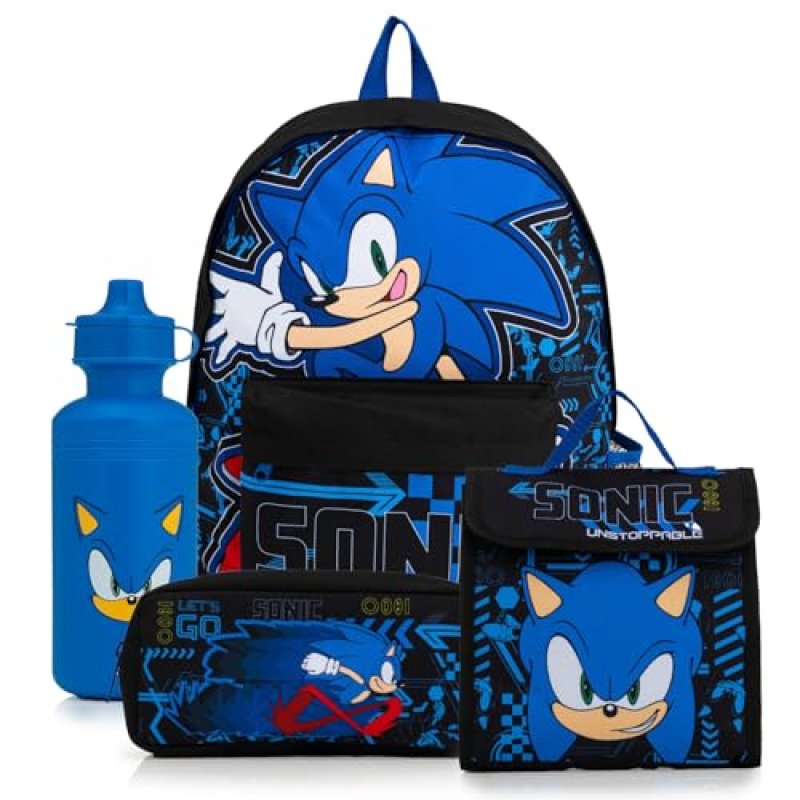 Sonic The Hedgehog Backpack 4 Piece School Set…