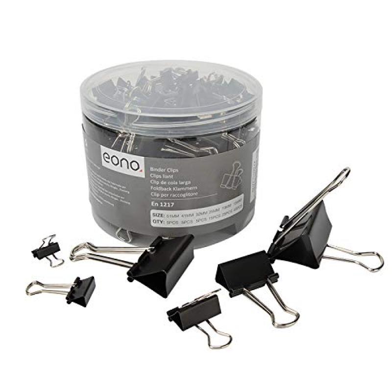Eono Black Binder Clips, Metal Paper Clamps