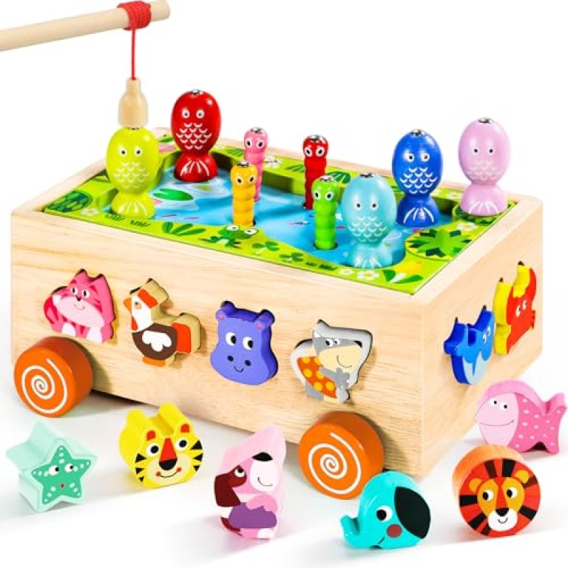 Montessori Shape Sorter & Fishing Game