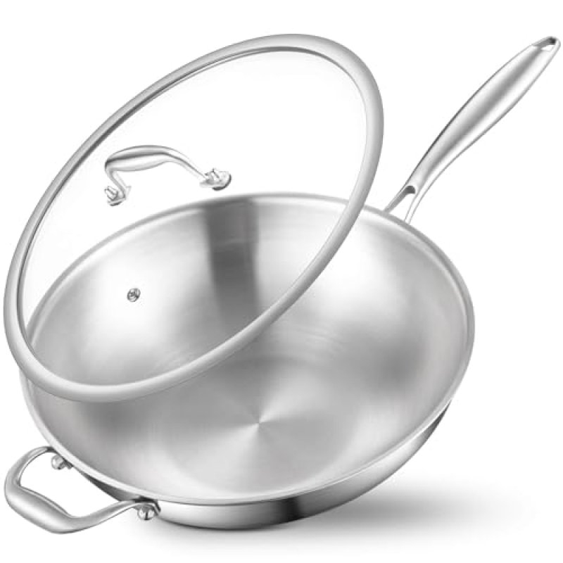 Nontoxicook Tri-Ply Stainless Steel Wok Pan, 30cm…