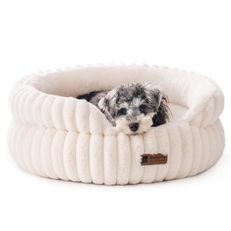MEWOOFUN Donut Dog Bed Medium, Calming Bed for…