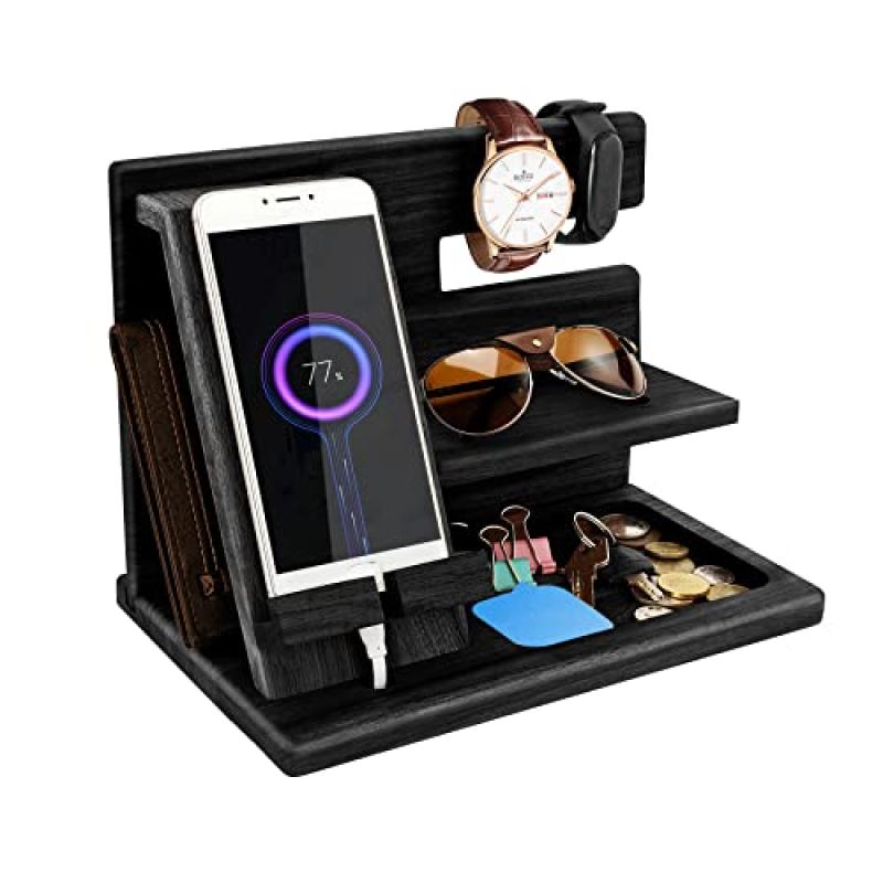 Wooden Bedside Organiser for Men