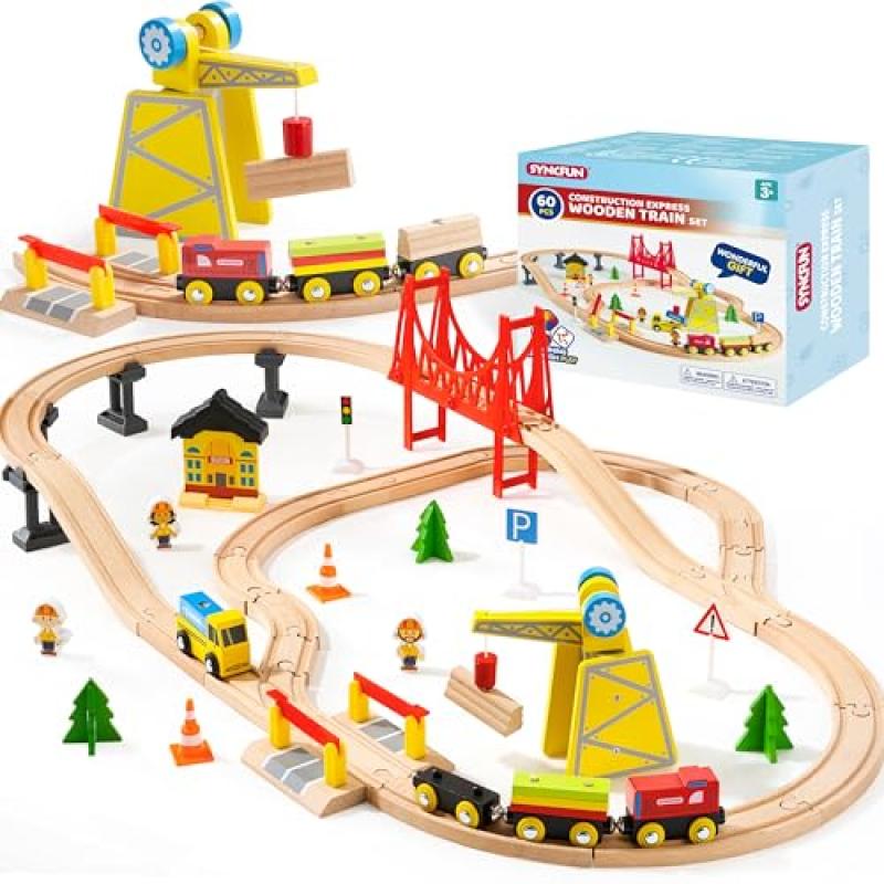SYNCFUN Wooden Train Set