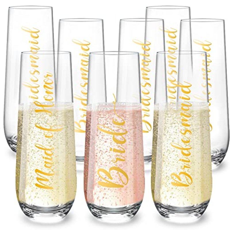 Qooenz Bridesmaids Champagne Flutes Set of 8-9…