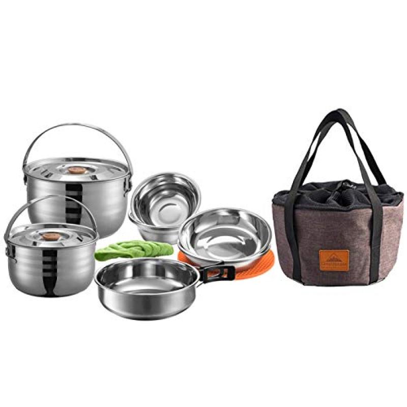 CAMPINGMOON Cookware Set with Carrying Bag