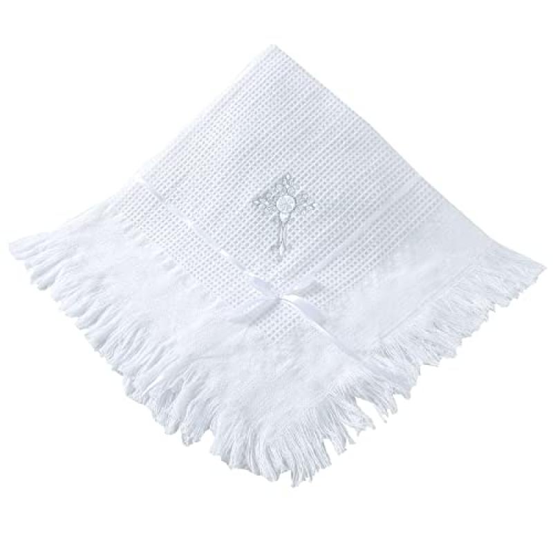 Booulfi Baby Shawl with Silver Cross Embroidery