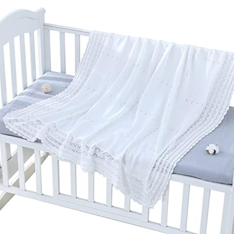 Booulfi Baby Blanket with Silver Cross Embroidery