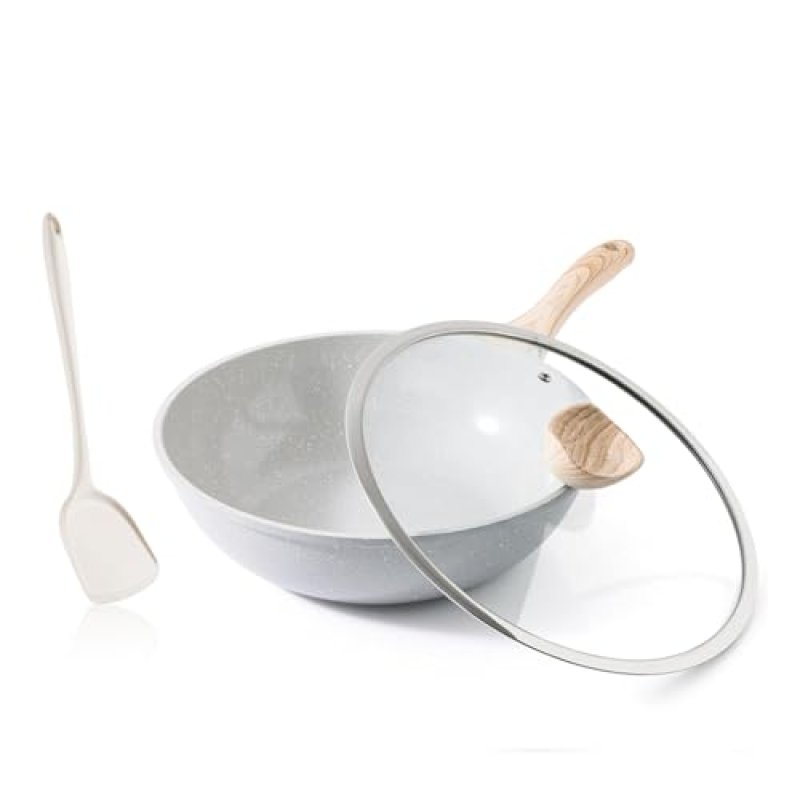 Kordisen Ceramic Wok with Lid, 30 cm Nonstick…