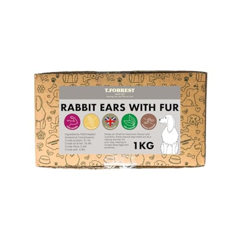 T. Forrest Natural Rabbit Ears with Hair for Dogs…