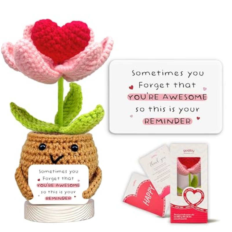 Gossby Handmade Positive Heart Flower Crochet