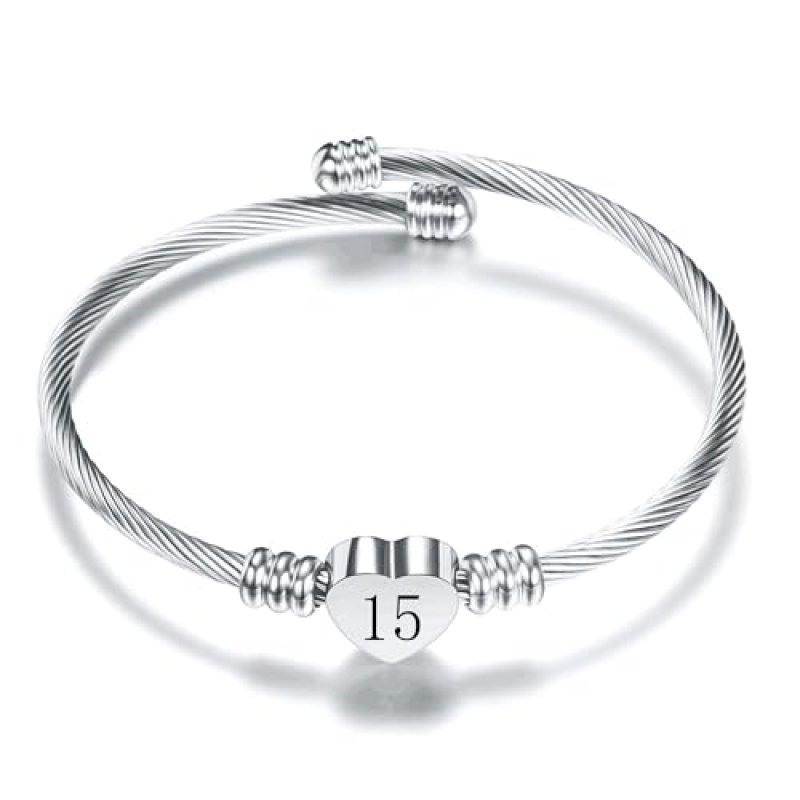 Aosyoisk 15th Birthday Silver Bracelet