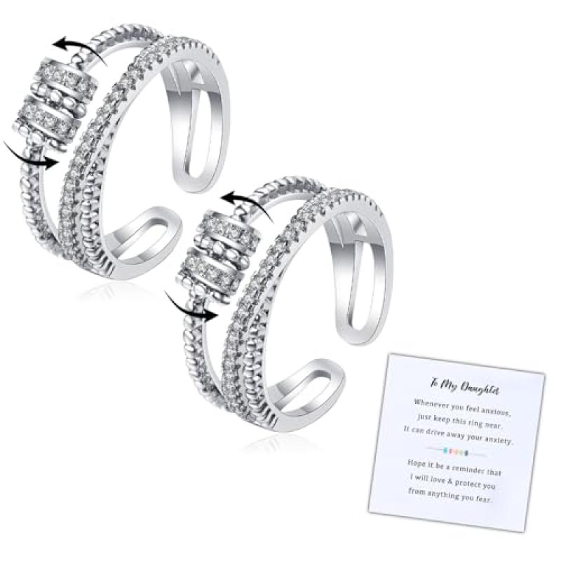 Mother Daughter Spinner Rings Set