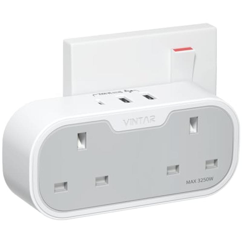 VINTAR Double Plug Adaptor with USB Ports