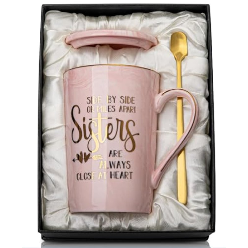 Doublewhale Sister Gifts - Marble Ceramic Coffee Mug 14oz