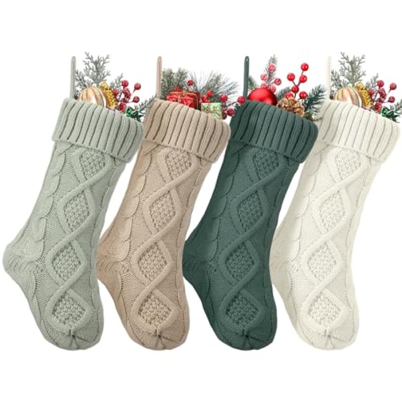 Coume 4 Pcs Sage Green Christmas Stockings 18"…