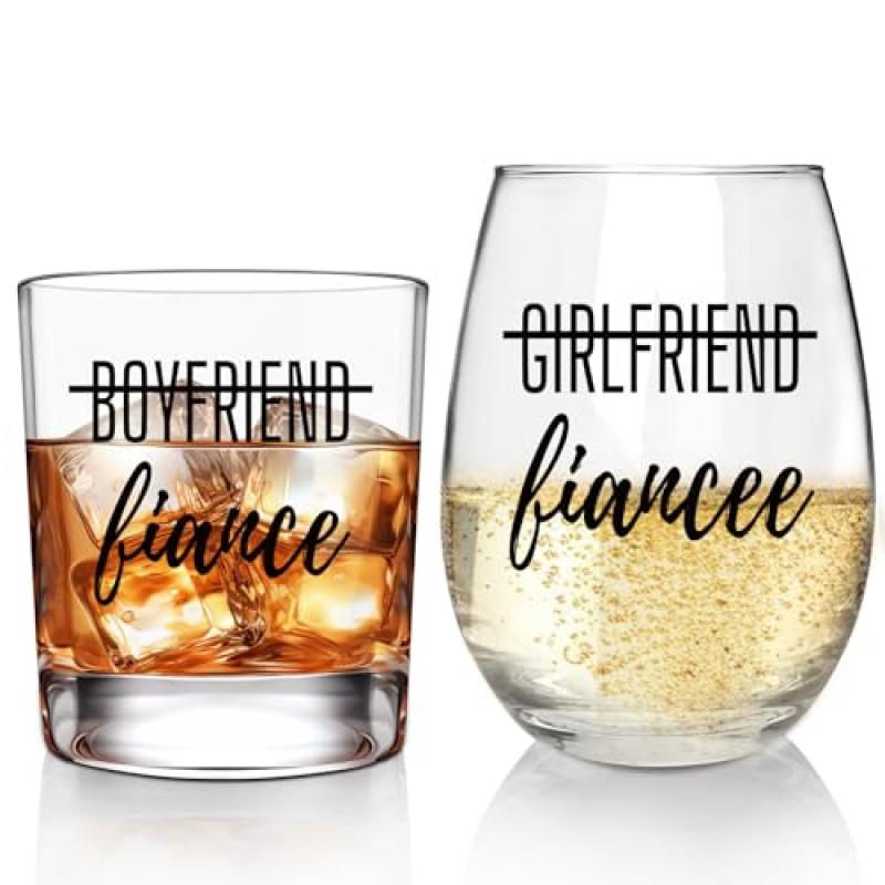 ONEHAUS Couples Engagement Glass Gift Set