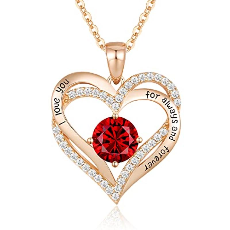 CDE Love Heart Pendant Birthstone Necklace
