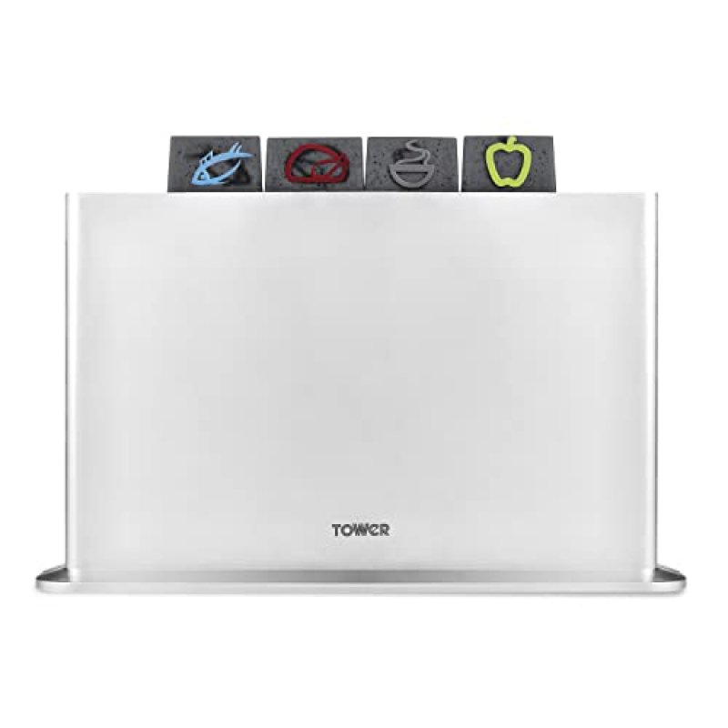 Tower T847042 4pce Chopping Board Set with Stand,…