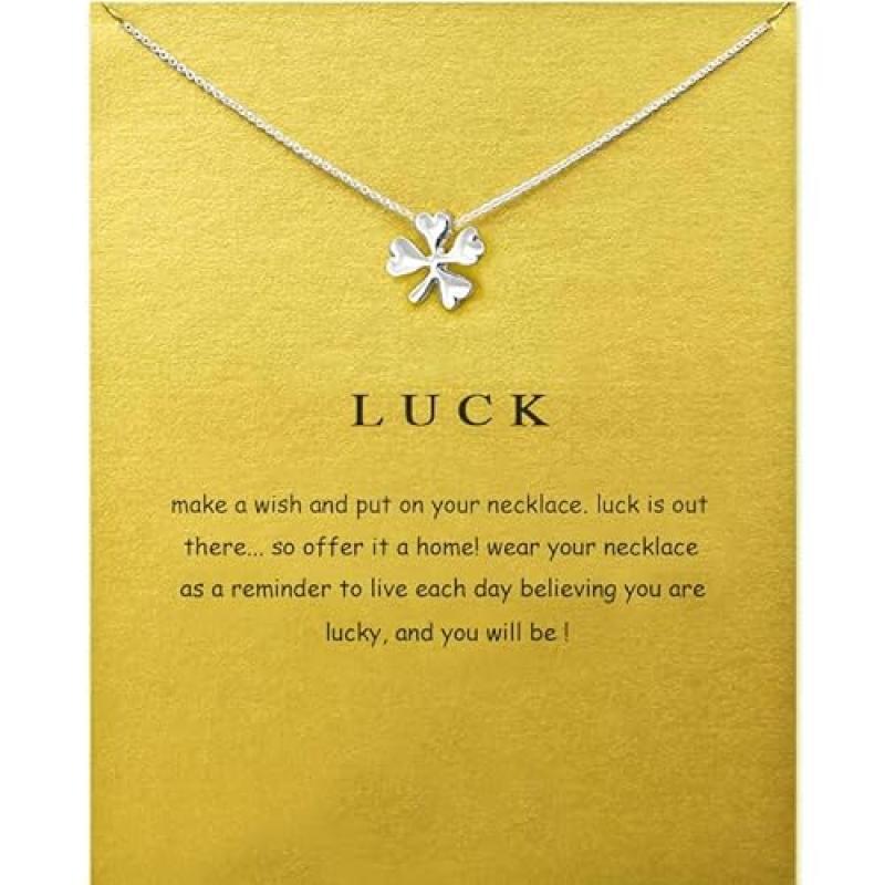 Upeilxd Silver Four Leaf Clover Necklace