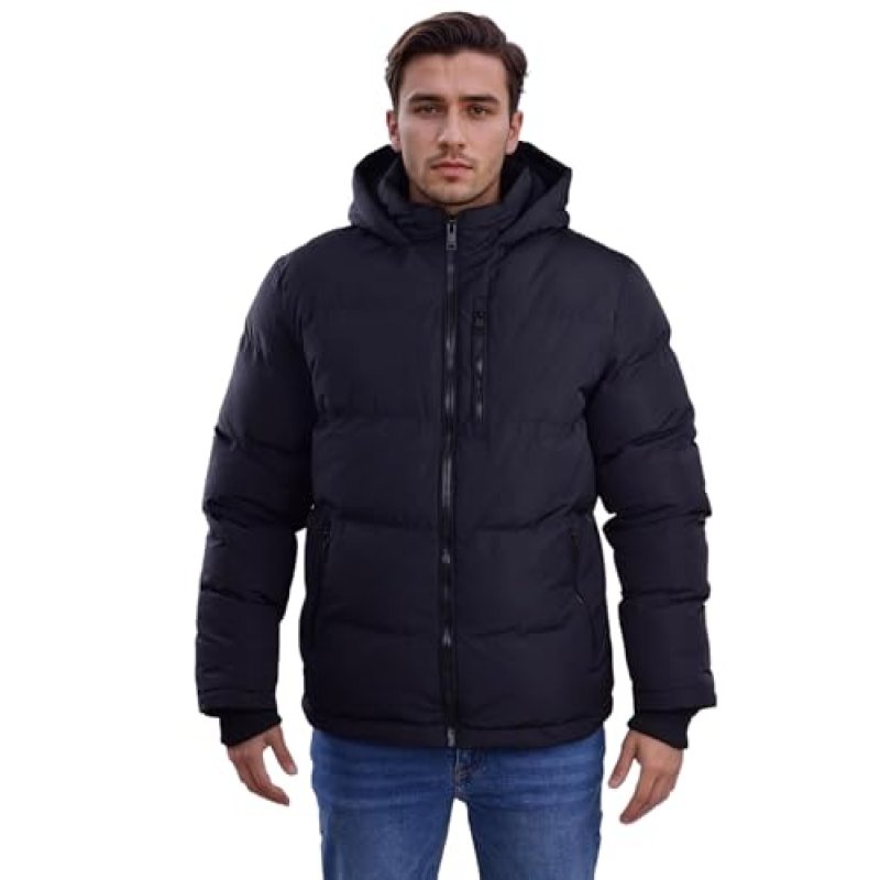 Spindle Mens Plain Black Fleece Lined Hooded…