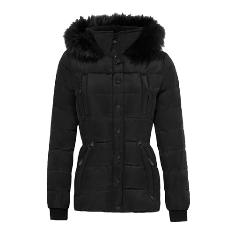 Spindle Womens Hooded Short Fur Trimmed Parka…