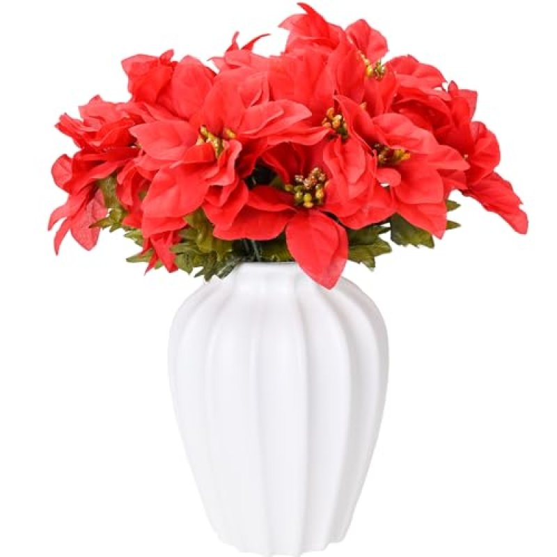 pobuu 16Pack Artificial Poinsettia Bushes,25cm…