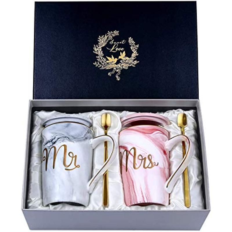 Mr and Mrs Marble Ceramic Mugs Set