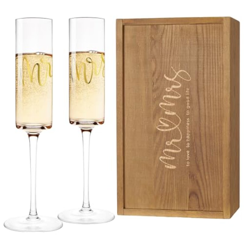 AW BRIDAL Mr and Mrs Champagne Flutes Set of 2,…