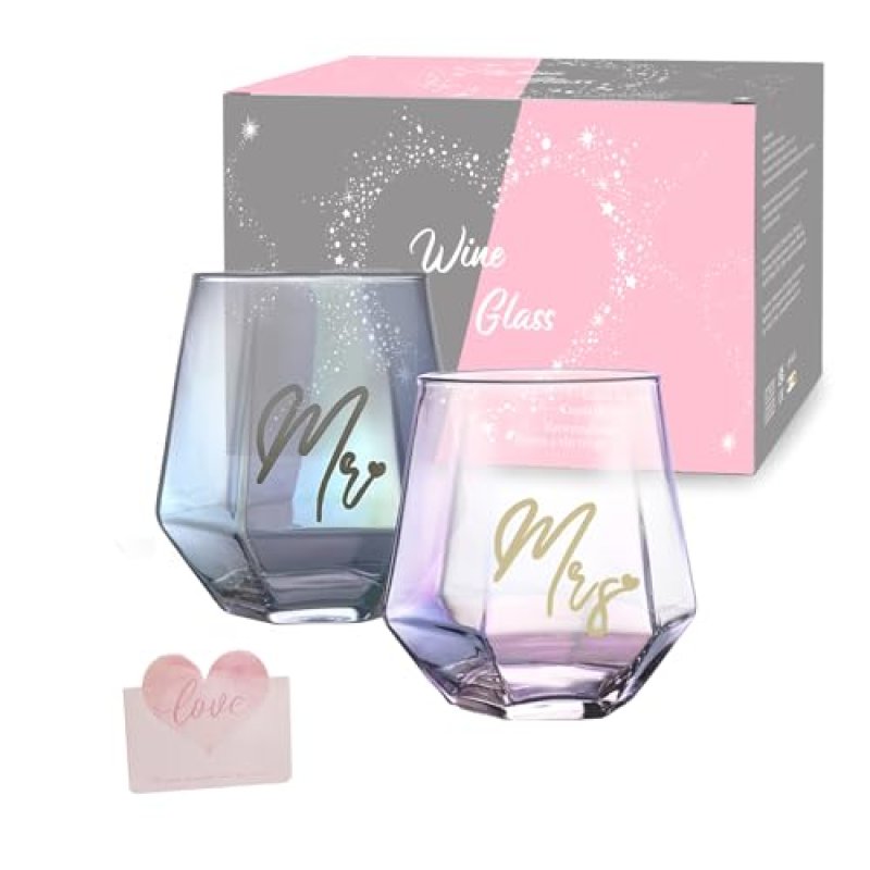 Mr and Mrs Couple Glasses,Wine Glass Mugs Set…