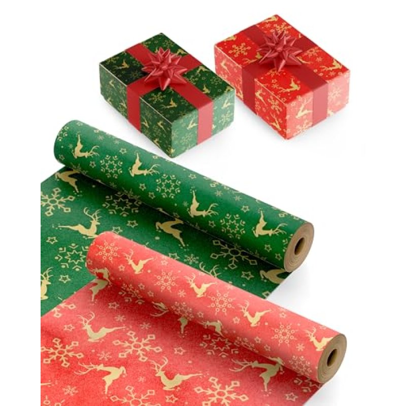 Kraft & Co 2 Pack Christmas Wrapping Paper Roll -…