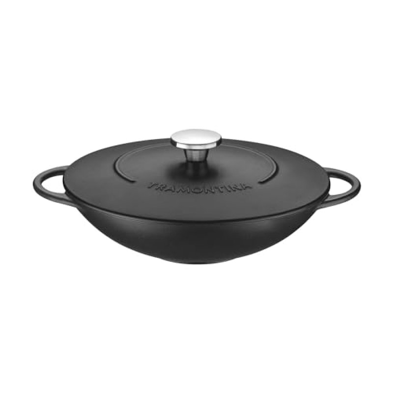 Tramontina Black Enamelled Cast Iron Wok | 32 cm …