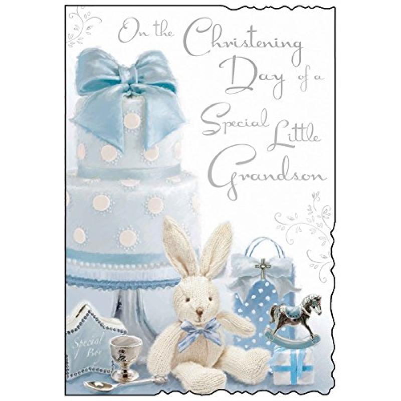 JJ Grandson Christening Day Card