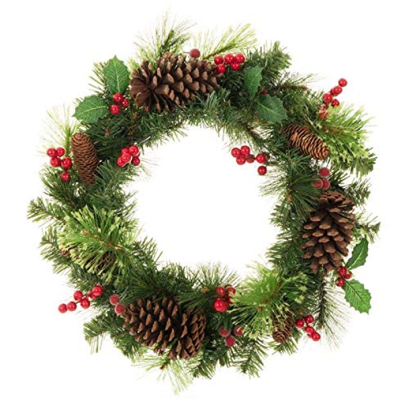 Pre-Lit Decorated Artificial Christmas Wreath…