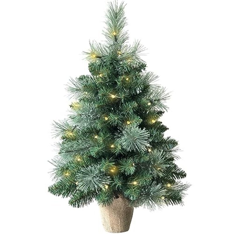 Pre-Lit Mini Christmas Tree, 60cm