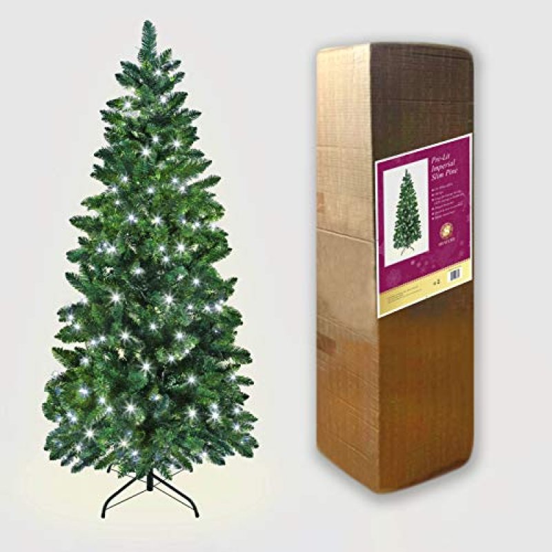 SHATCHI Pre-Lit Slim Pine Christmas Tree