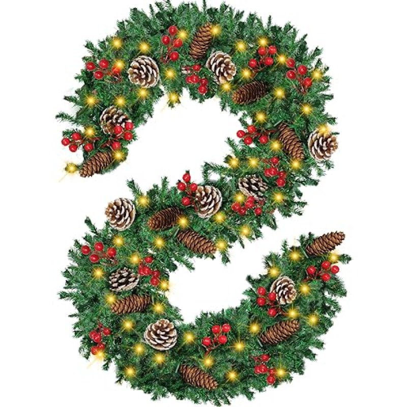 JOOCCO Pre-lit Christmas Garland