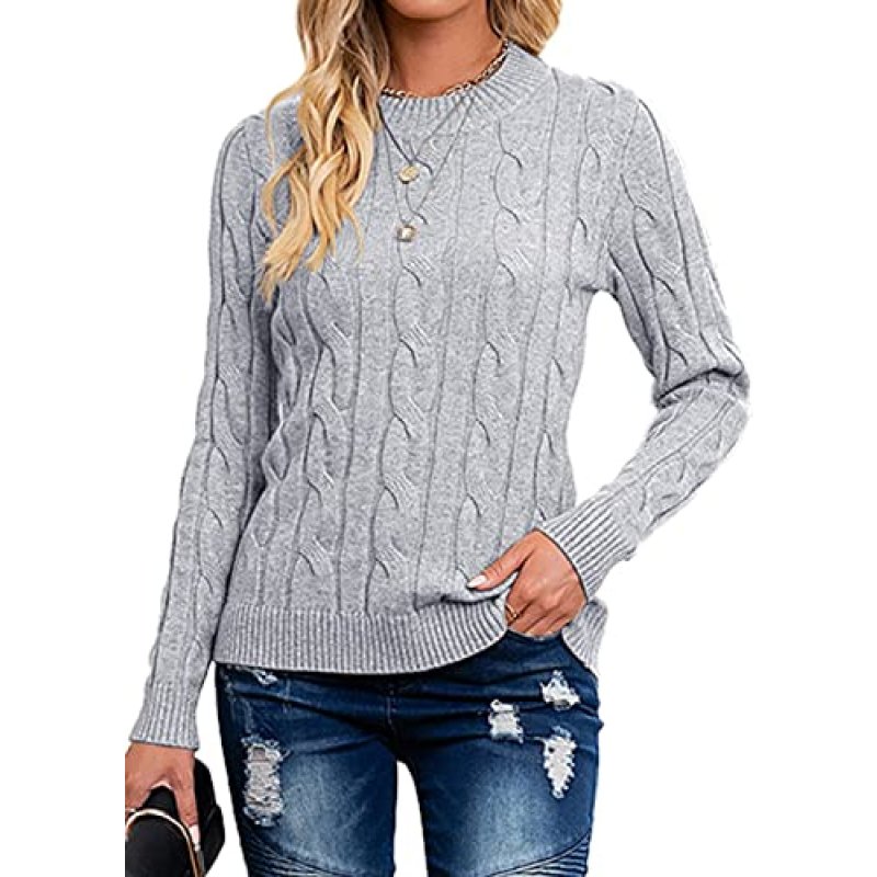 Breampot Women Cable Knit Jumper Casual Basic…