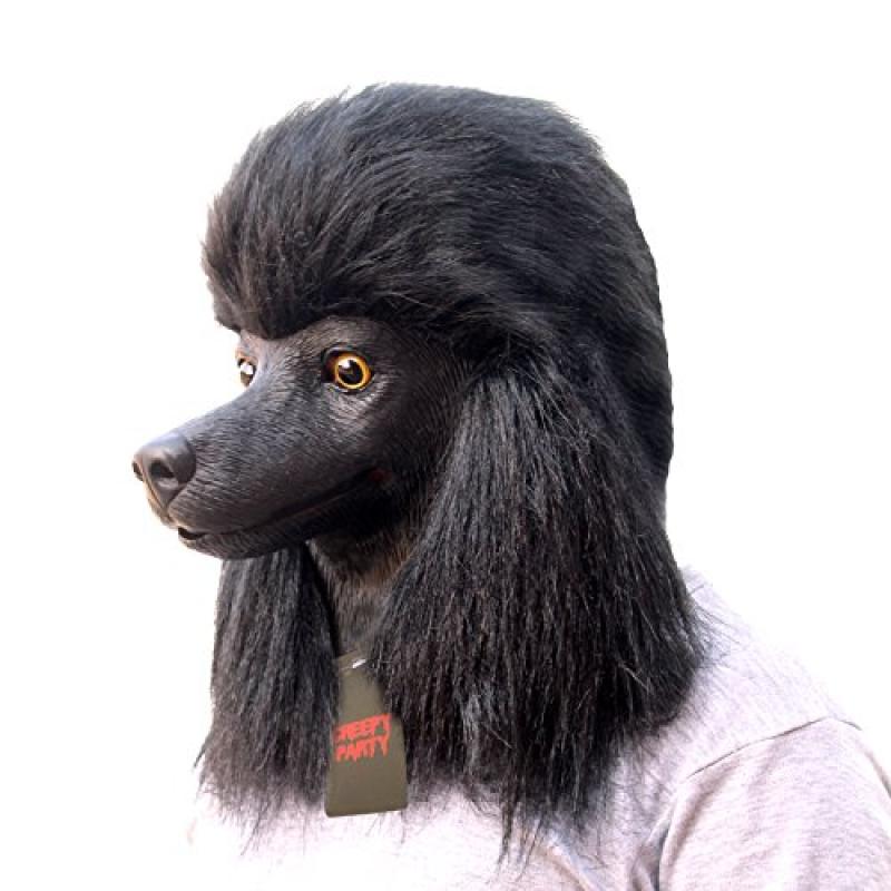 CreepyParty Dog Head Mask - Black Poodle
