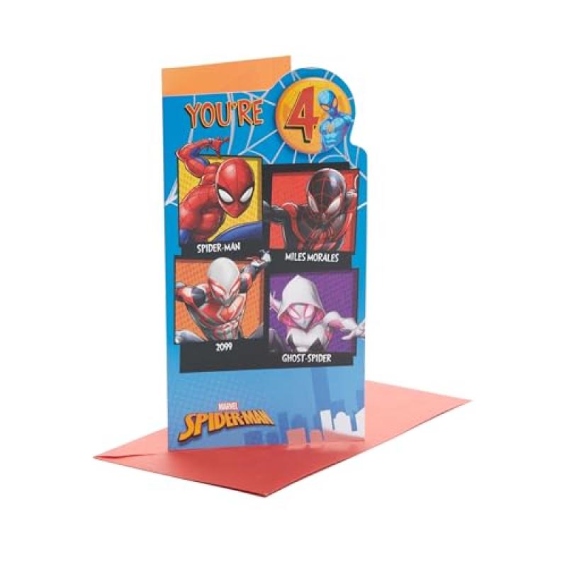 UK Greetings Marvel 4th Birthday Card - Spiderman Design