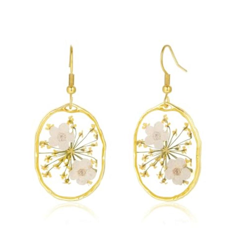 Pressed Flower Drop Earrings