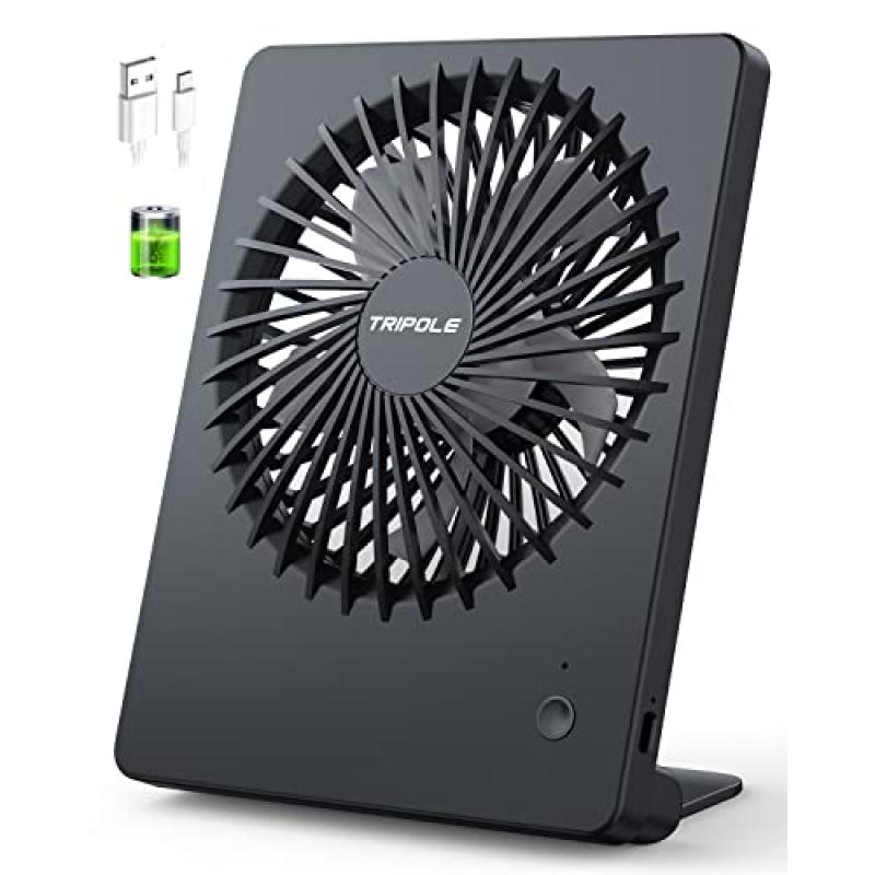 TriPole USB Desk Fan, Rechargeable Table Fan