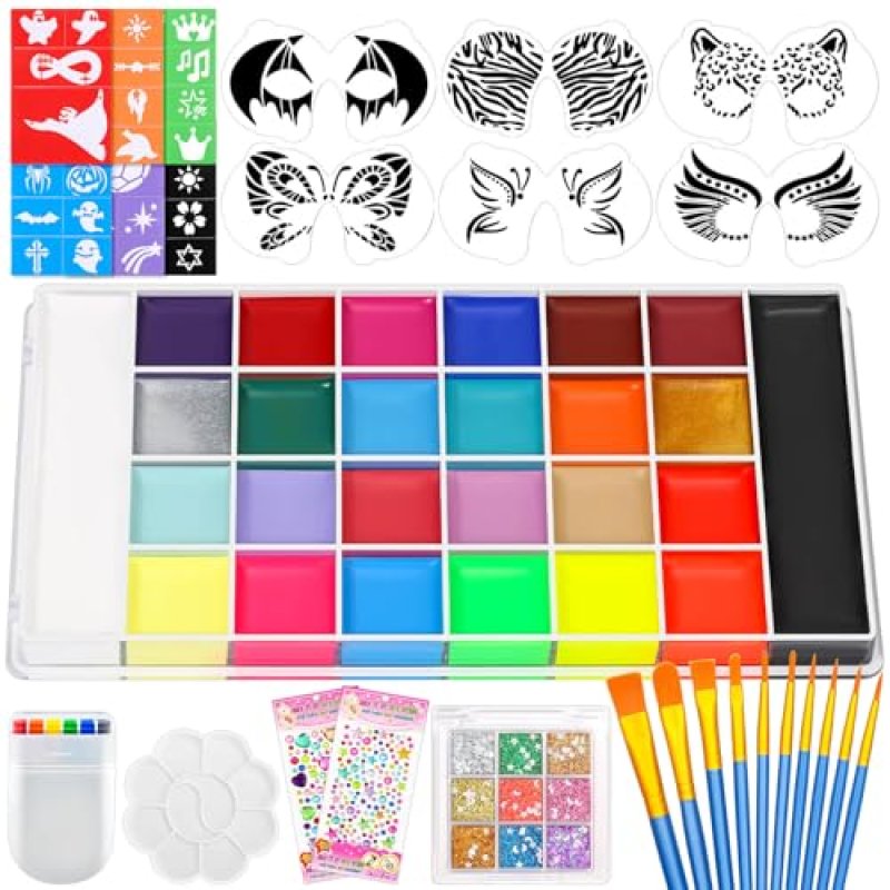 Professional Face Painting Kit, 26 Colors Oil…