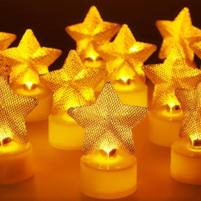 Ironwork Star Tea Lights LED Candles