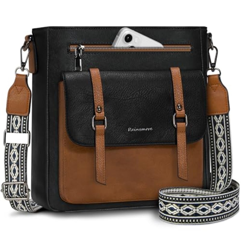RAINSMORE Cross Body Bag Women Soft PU Leather…
