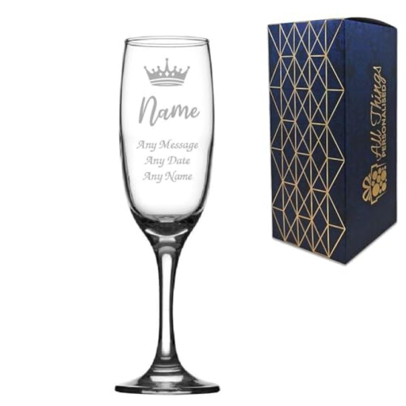 Crown Champagne Flute with Name, Personalised…