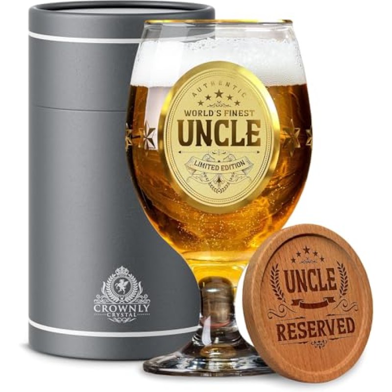 Crownly Personalised Beer Glass for Uncle