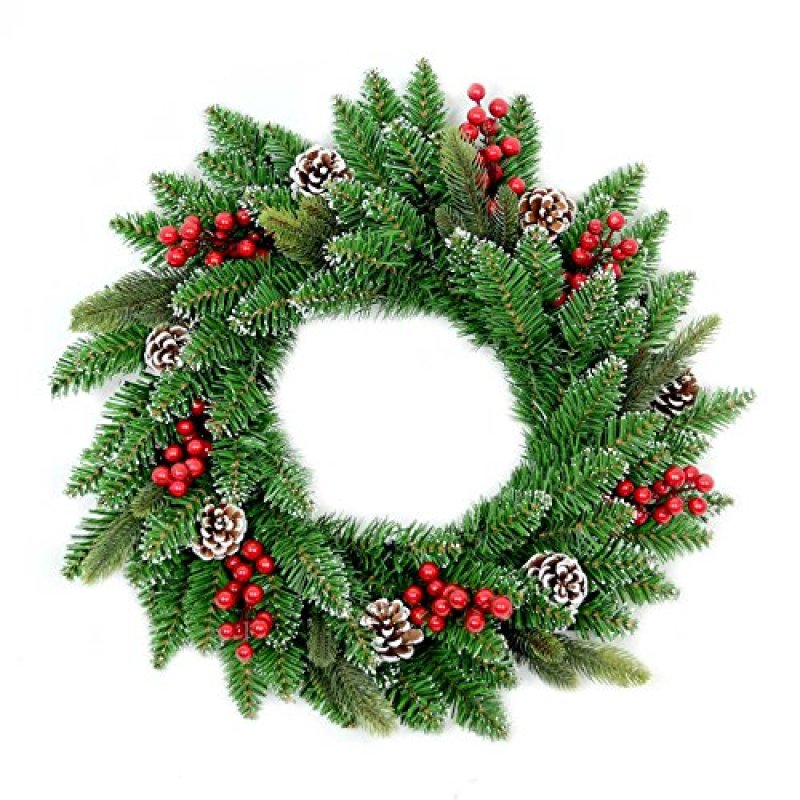 SHATCHI Artificial 55cm Lit Christmas Tree Wreath…