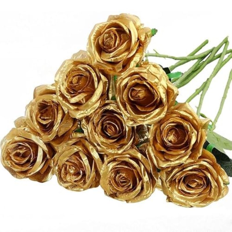 Artificial Gold Roses Set
