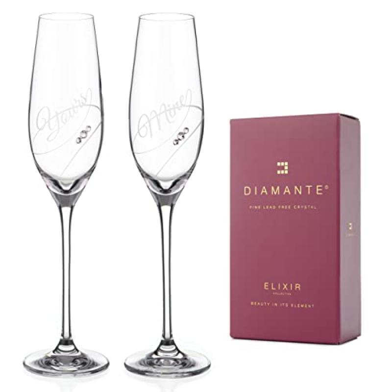 DIAMANTE Crystal Champagne Flutes - Yours & Mine